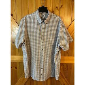 HB Harbor Bay Shirt Collared Plaid Short Sleeve Button Up Size 2XLT (8678)